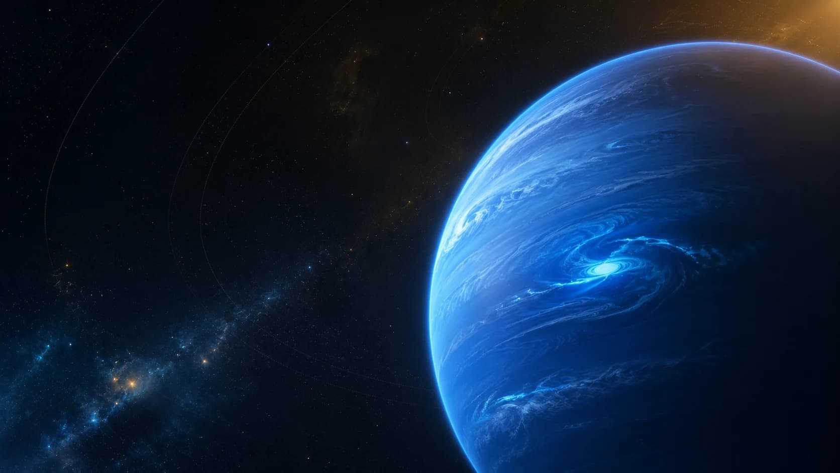 原创生成的天王星视觉，青蓝色冰巨行星呈现柔和辉光